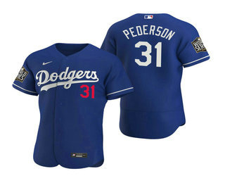 Men Los Angeles Dodgers #31 Joc Pederson Royal 2020 World Series Authentic Flex Nike Jersey